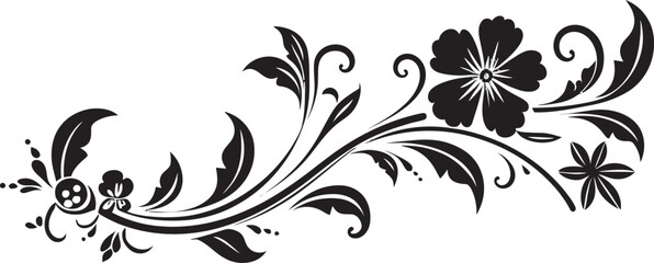 Retro Floral Badge Design Antique Elegance Decorative Divider Line Emblem Vintage Charm