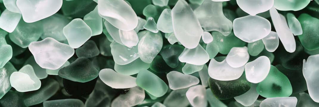 a close up of a bunch of green sea glass, a close-up of pastel dark green sea glass, which is artificial, high quality, clean and beautiful
