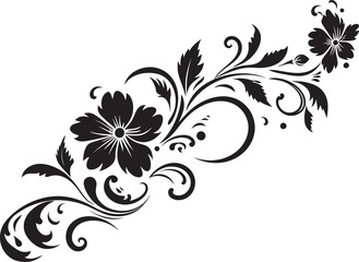 Retro Floral Badge Design Antique Style Decorative Divider Line Emblem Vintage Art