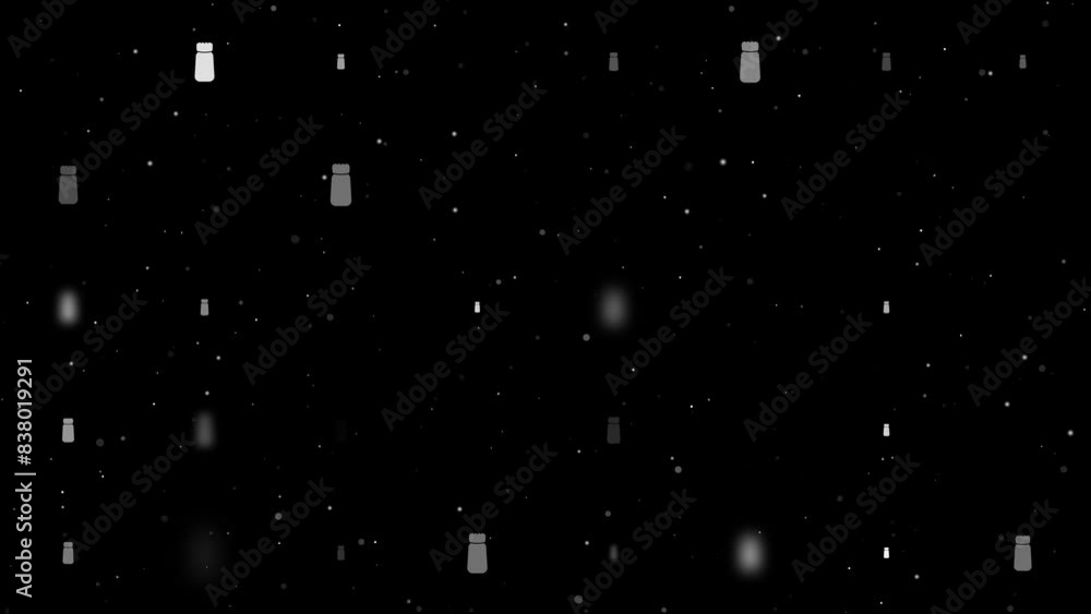 Poster template animation of evenly spaced pepper shaker symbols of different sizes and opacity. animation 