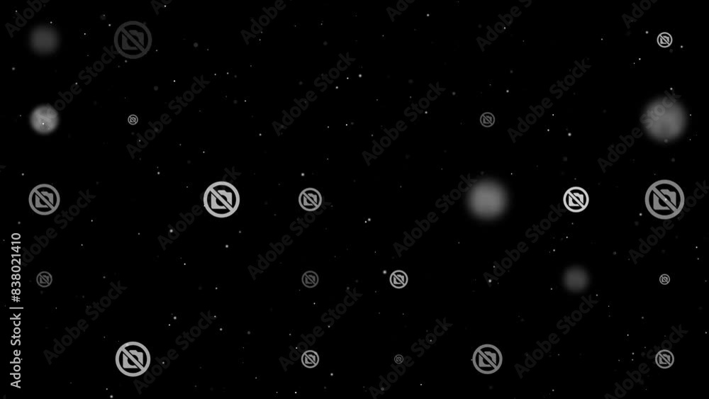 Poster template animation of evenly spaced no photo symbols of different sizes and opacity. animation of tr