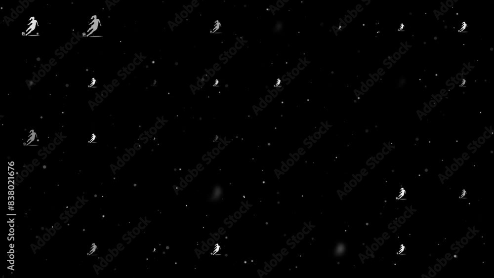 Aufkleber template animation of evenly spaced female football symbols of different sizes and opacity. animatio