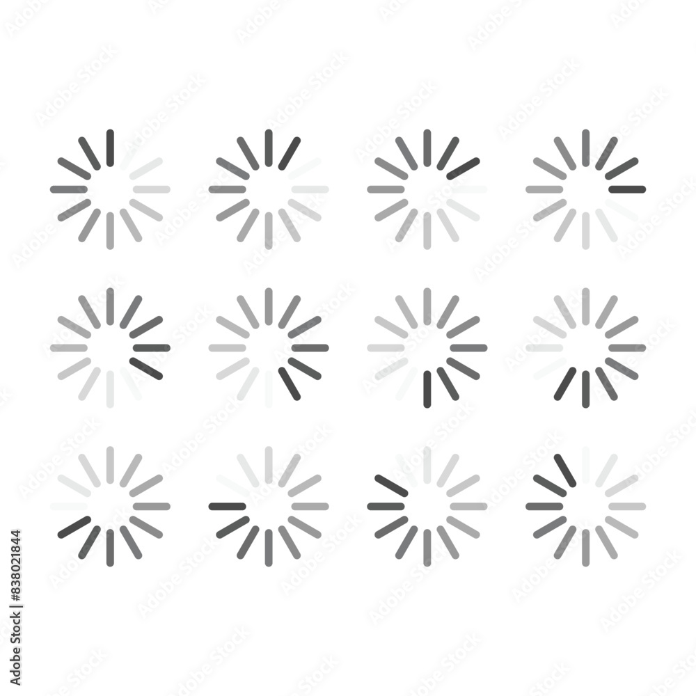 Poster set of modern preloaders symbol. web progress round loader interface. circle preloader. load icon or