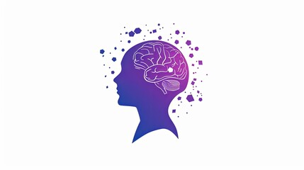 Logo artwork. Mind and Mental Well-being. Human brain symbolizing of mental health, psychological therapy and self-care