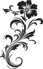 Retro Floral Swirl Graphic Classic Floral Border Vector Decorative Scrollwork Logo Icon Antique Floral Emblem Design