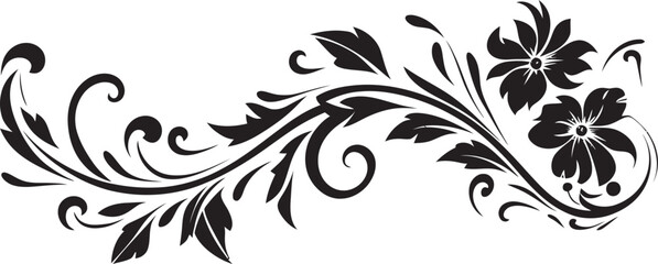 Antique Floral Vector Decorative Divider Line Classic Floral Badge Intricate Divider Icon