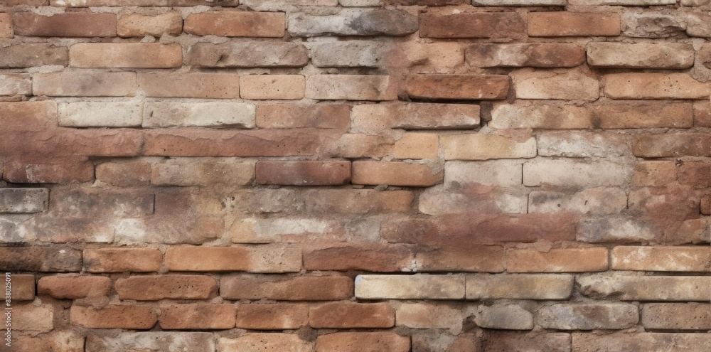 Poster bricks texture on a brick wall a row of bricks arranged in a row from left to right, with a brick on