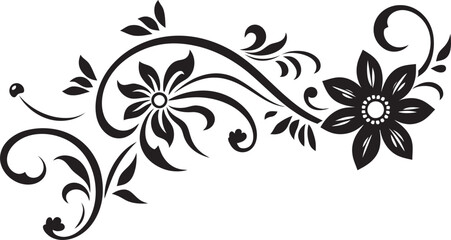 Victorian Floral Artwork Vintage Decorative Border Retro Style Elegant Floral Divider Logo