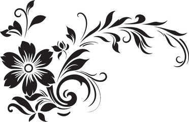 Antique Scrollwork Graphic Classic Floral Emblem Victorian Era Icon Intricate Divider Line Element
