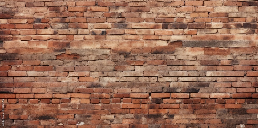 Aufkleber brick texture on a building wall a row of bricks arranged in a row from left to right, with a metal 