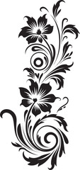 Elegant Floral Emblem Design Decorative Vintage Divider Line Art