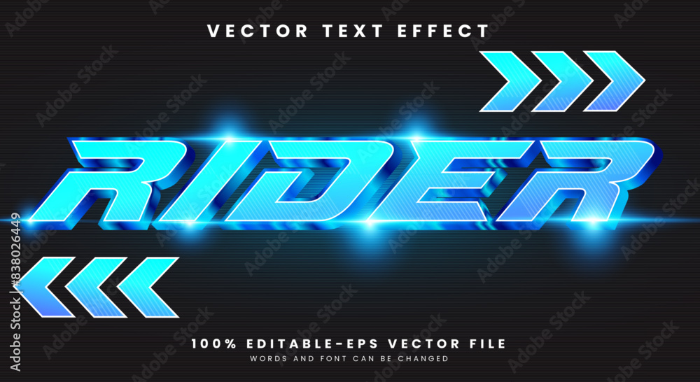 Poster blue speed rider editable text effect template with modern style