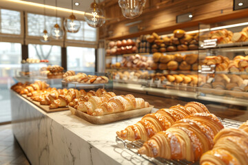 Freshly Baked Pastries in a Bakery