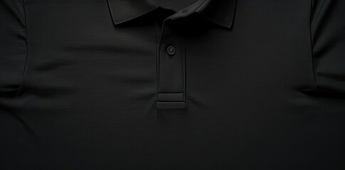 black shirt textured with a black collar and button