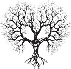 Vector Graphic of Heart with Dry Tree Iconic Art Iconic Logo of Dry Tree in Heart Shape Symbolic Design