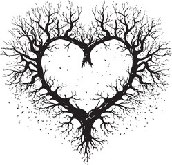 Fototapeta premium Elegant Heart Shaped Tree Silhouette Logo Design Iconic Logo of Heart with Dry Tree Symbolic Illustration