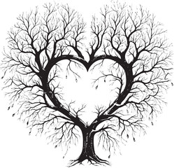 Vector Graphic of Heart Shaped Tree Logo Concept Dry Tree Forming Heart Shape Icon Design