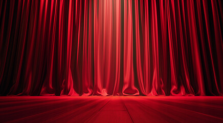 red theater curtain with spotlight 