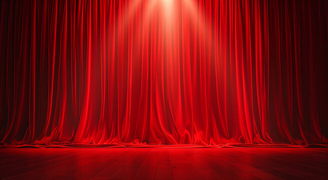 red theater curtain with spotlight 