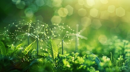 abstract Futuristic green energy background highlighting sustainable innovation and development