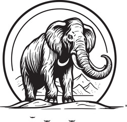 Elegant Elephant Icon Retro Badge Tribal Elephant Logo Geometric Emblem