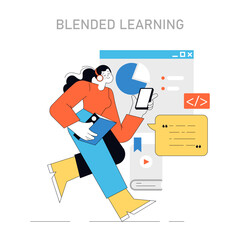 Blended Learning concept. Vector illustration.