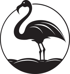 Minimalist Flamingo Badge Artistic Vector Icon Elegant Flamingo Badge Stylish Symbol