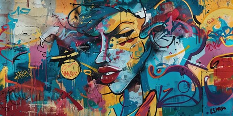 Fototapeta premium contemporary aerosol artful grungy rebellious street graffiti in bold style 