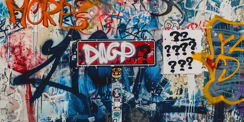 contemporary aerosol artful grungy rebellious street graffiti in bold style 