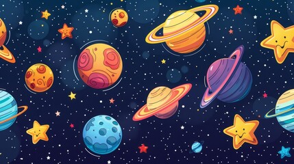 cartoon style space rocket model in universe and dark space with stars and galaxy, space rocket exploration in universe space realistic illustration 