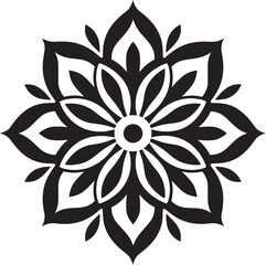 Fototapeta premium Minimalist Mandala Badge Geometric Emblem Design Artistic Floral Mandala Icon Intricate Emblem