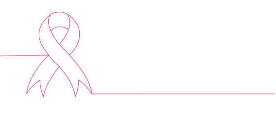 Breast cancer pink ribbon line art style with transparent background eps