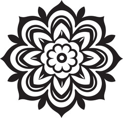 Geometric Mandala Pattern Icon Stylish Emblem Retro Floral Mandala Badge Vintage Symbol