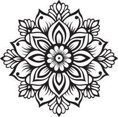 Mandala Circle Icon Retro Emblem Floral Mandala Logo Elegant Vector Art