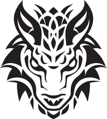 Fototapeta premium Dragon Head Art Iconic Emblem Fantasy Creature Icon Dragon Head Logo
