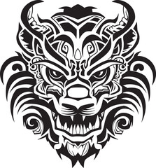 Legendary Beast Icon Front View Logo Dragon Head Symbol Vector Emblem