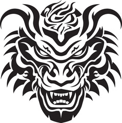 Detailed Dragon Head Badge Iconic Design Frontal Dragon Head Icon Fantasy Symbol