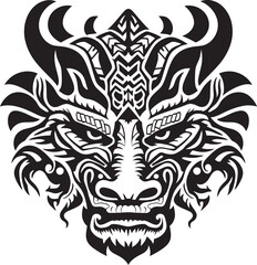 Mythical Creature Logo Dragon Head Badge Dragon Head Illustration Fantasy Design