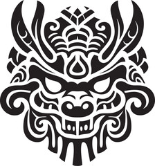 Dragon Head Art Mythical Graphic Detailed Dragon Head Badge Fantasy Symbol