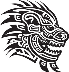 Detailed Dragon Head Badge Fantasy Symbol Frontal Dragon Head Icon Vector Emblem