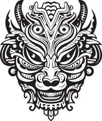 Dragon Head Illustration Front View Design Mythical Creature Badge Dragon Head Artwork