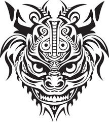 Frontal Dragon Head Icon Detailed Symbol Dragon Head Badge Iconic Emblem