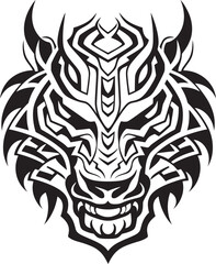 Mythical Beast Icon Front View Emblem Dragon Head Illustration Fantasy Symbol