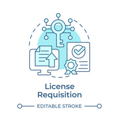 License requisition soft blue concept icon. Software certification, documentation processing. Round shape line illustration. Abstract idea. Graphic design. Easy to use in infographic, presentation