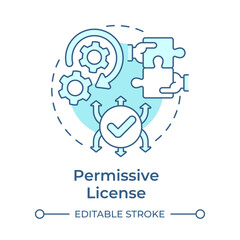 Permissive license soft blue concept icon. Copyright protection, teamwork hands. Round shape line illustration. Abstract idea. Graphic design. Easy to use in infographic, presentation