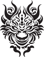 Dragon Head Illustration Front View Emblem Mythical Creature Badge Dragon Head Design