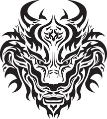 Dragon Head Icon Vector Fantasy Emblem Front View Dragon Logo Legendary Symbol