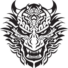 Dragon Head Illustration Fantasy Art Front View Dragon Badge Mythical Graphic