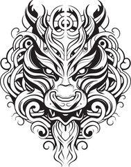 Mythical Creature Badge Dragon Head Design Dragon Head Art Vector Graphic
