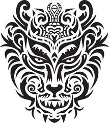 Dragon Head Illustration Iconic Design Detailed Dragon Head Badge Front View Emblem